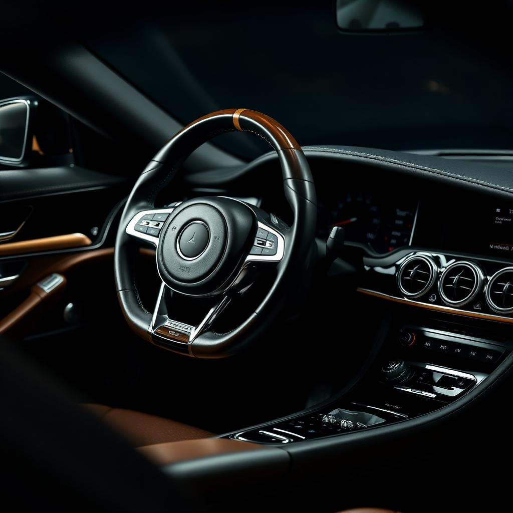 Polished dashboard and steering wheel